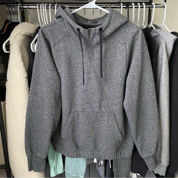 LULULEMON Warm For Winter Cotton Terry Hoodie, Heathered Speckled Black / Grey - Picture 3 of 7